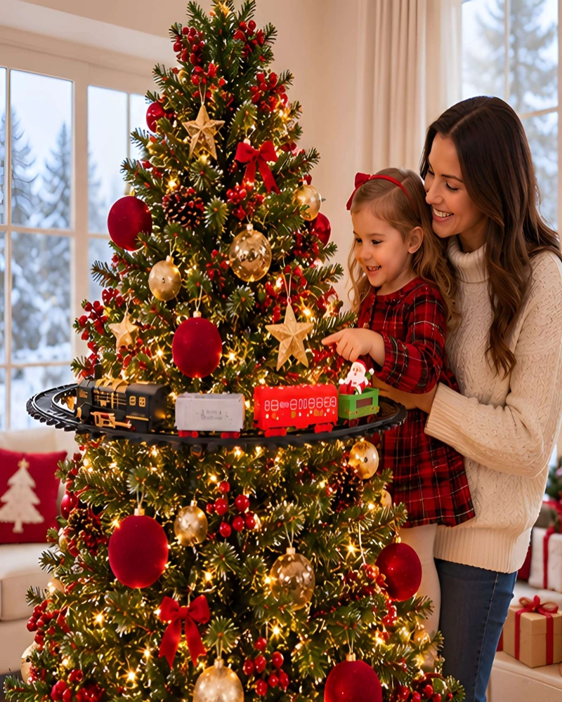 SET DE TREN ELE CTRICO NAVIDEÑO PARA ARBOL CON LUZ - 2