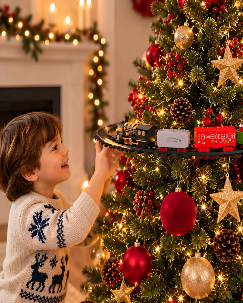 SET DE TREN ELE CTRICO NAVIDEÑO PARA ARBOL CON LUZ - 3