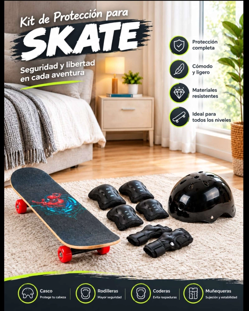 PATINETA INFANTIL CON KIT DE PROTECCION NEGRO - 5
