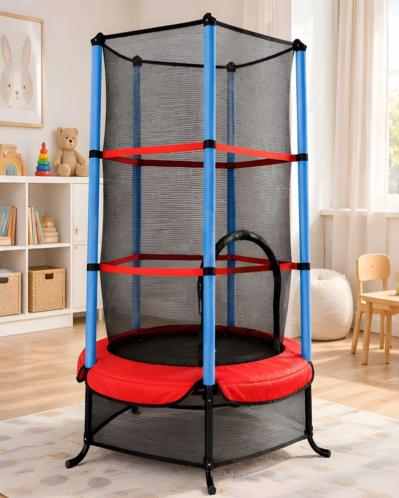 TRAMPOLIN PARA NIÑOS CON MALLA DE SEGURIDAD, BORDES ACOLCHADOS Y USO INTERIOR O EXTERIOR - 3