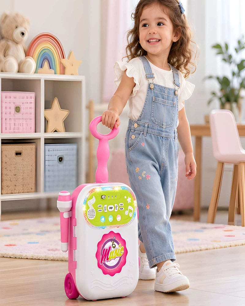 MALETA MUSICAL INFANTIL CON MICROFONO Y LUCES LED - 2