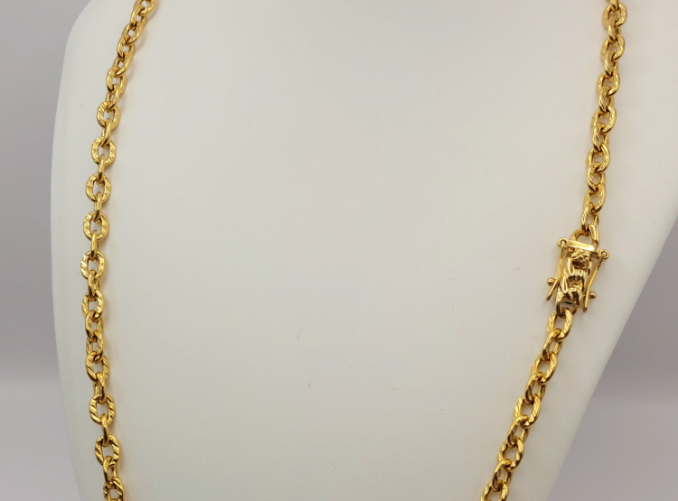 CADENA TEJIDO ESLABÓN LIMADO CON BROCHE CAJÓN DE ORO LAMINADO 18K - 1