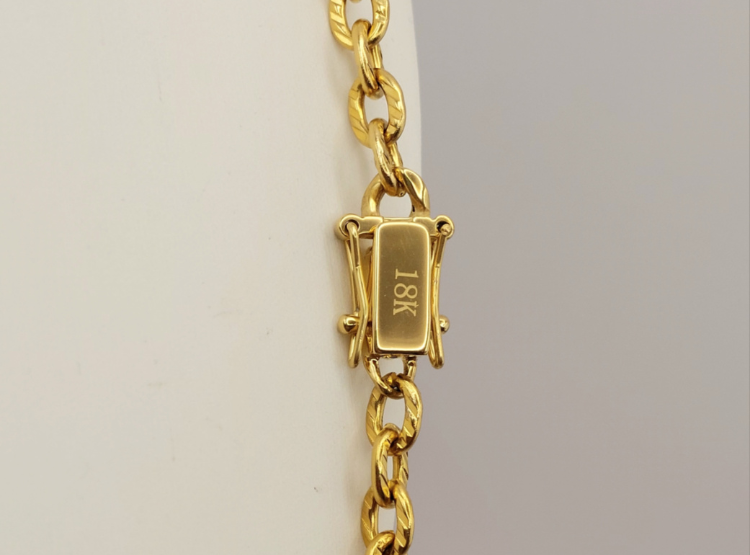 CADENA TEJIDO ESLABÓN LIMADO CON BROCHE CAJÓN DE ORO LAMINADO 18K - 5
