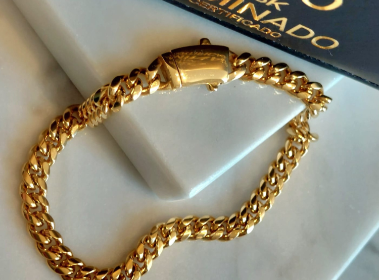 PULSERA TEJIDO CUBANA CON BROCHE CAJÓN DE ORO LAMINADO 18K - 2
