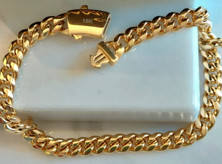 PULSERA TEJIDO CUBANA CON BROCHE CAJÓN DE ORO LAMINADO 18K - 3