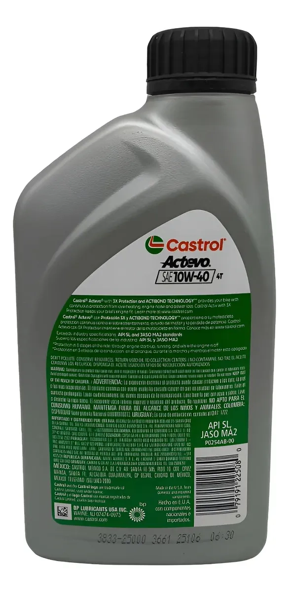 ACEITE CASTROL ACTEVO 4T U3 SINTE TICO 10W40 - 2