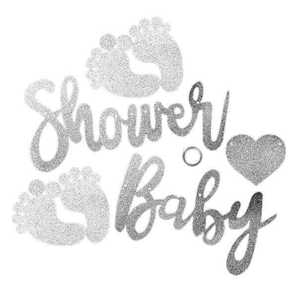 BANNER BABY SHOWER PATITAS PLATEADO X1 UNI - 1
