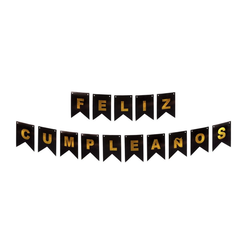 BANNER F.C. EN COLOR NEGRO/DORADO GLITTER 4M X1 UNI - 1