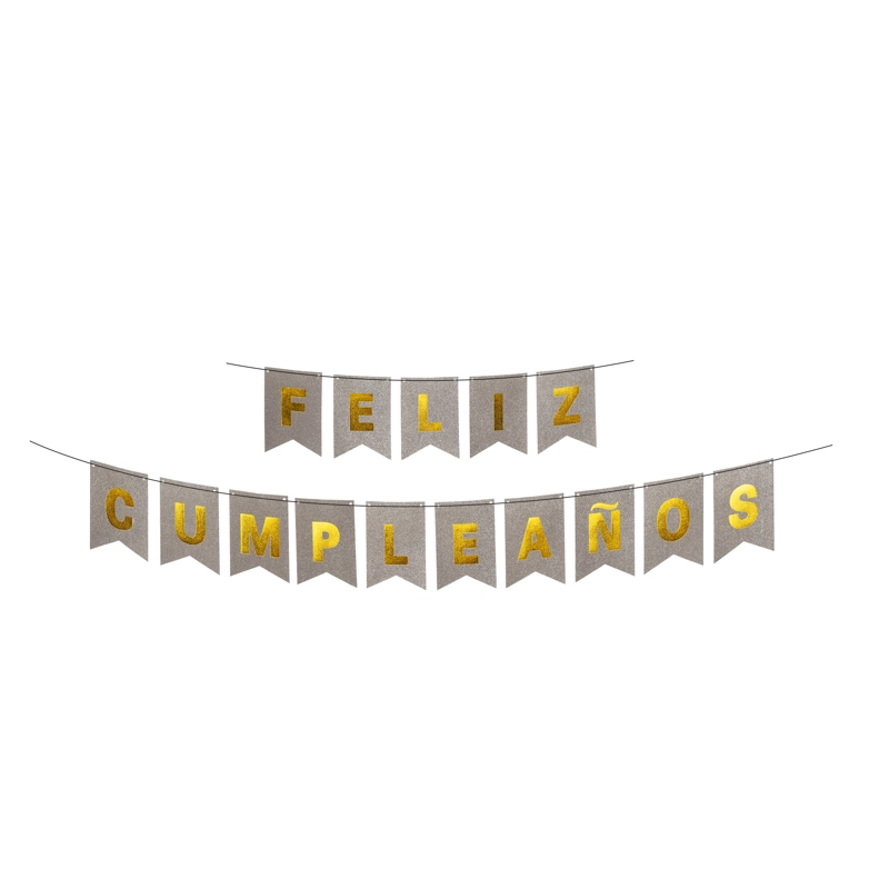 BANNER F.C. PLATEADO/DORADO GLITTER 4M X1 UNI - 1
