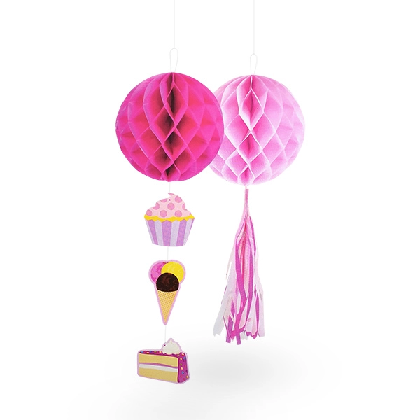 DECO COLGANTE PANAL ROSADO/FUCSIA 2PCS X1 UNI - 1