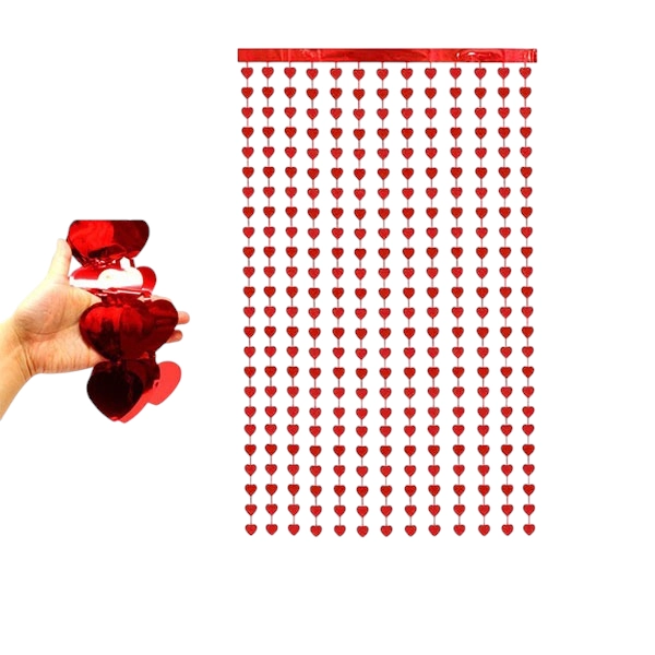 CORTINA METALICA CORAZON EN COLOR ROJO 1 X 2M - 1