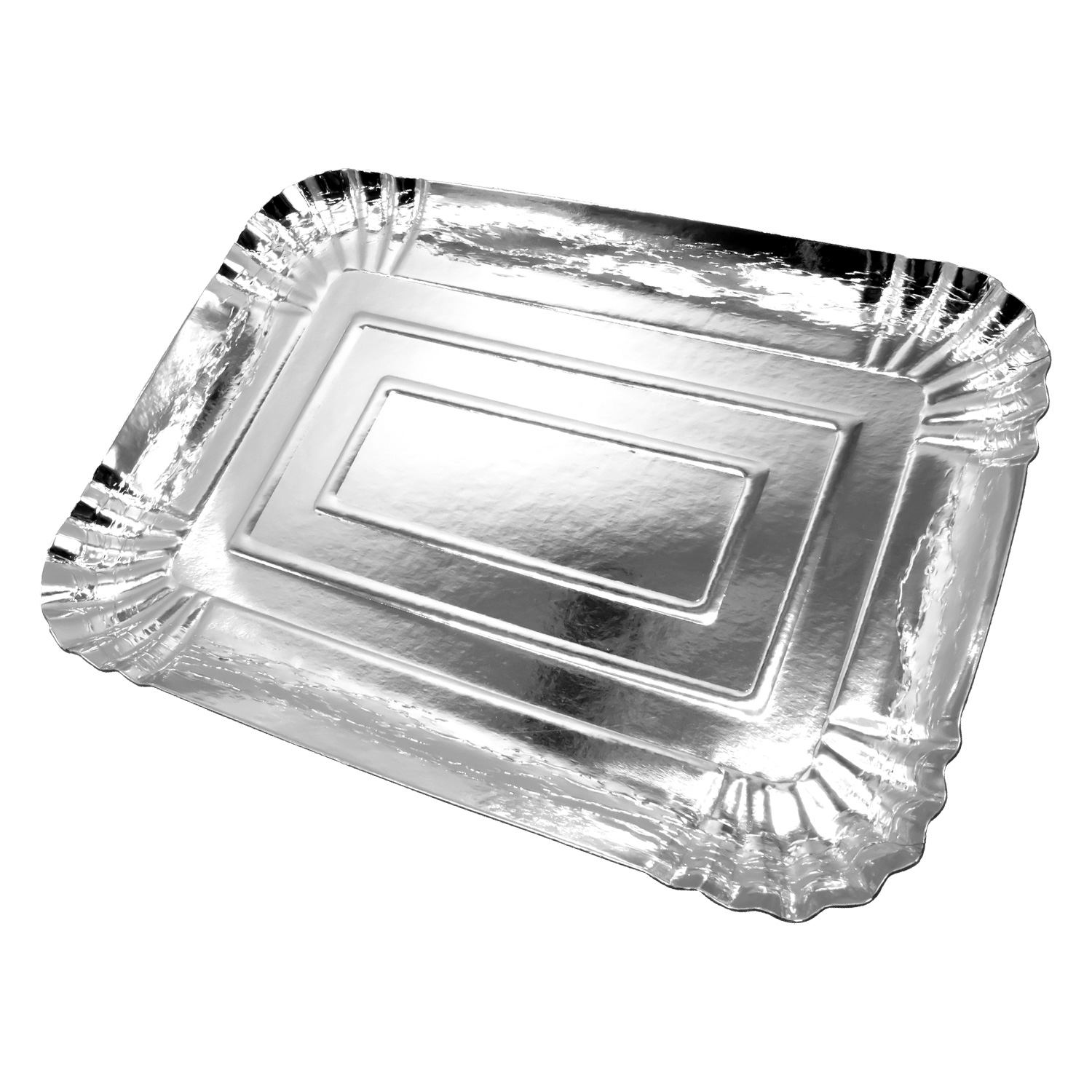 BANDEJA CARTON RECTANGULAR 25X35CM PLATEADO X1UNI - 1