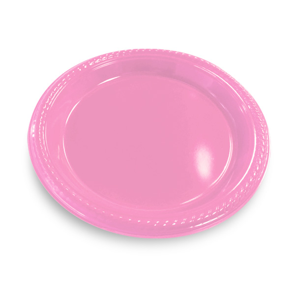 PLATO 7 PLASTICO ROSADO X10 UNI - 1