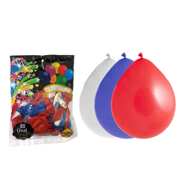 GLOBO 09 STANDARD A BLANCO/ROJO/AZUL X 50 UNI - 1