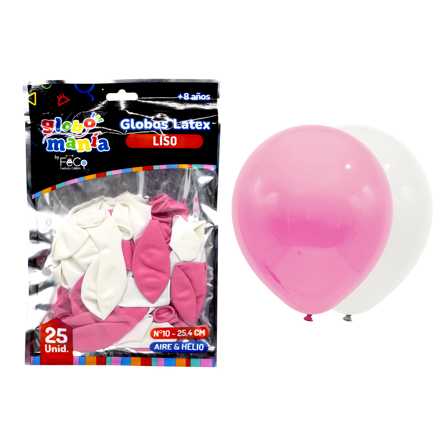 GLOBO 10 BLANCO/ROSADO X25UNI - 1