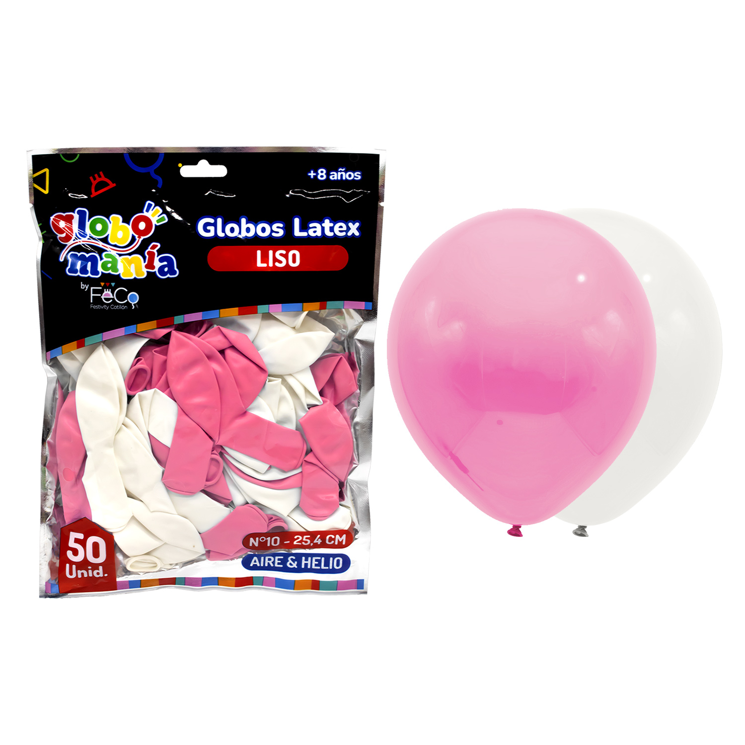 GLOBO 10 BLANCO/ROSADO X50UNI - 1
