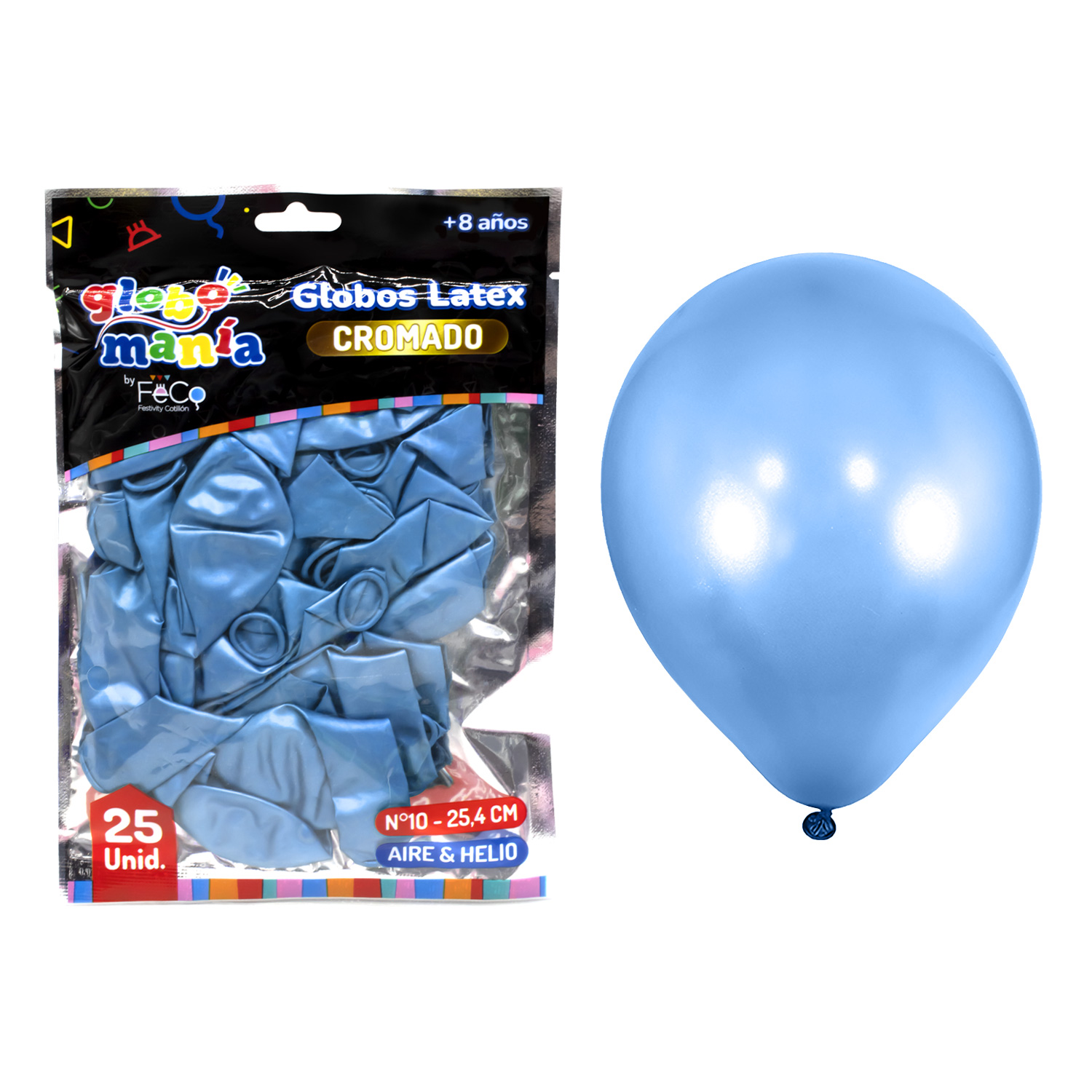 GLOBO 10 CHROME AZUL X25UNI - 1