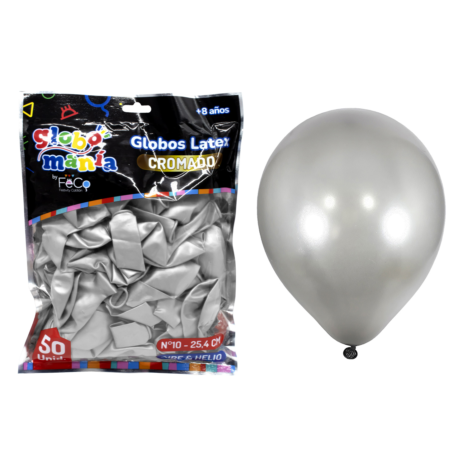 GLOBO 10 CHROME PLATEADO X50UNI - 1