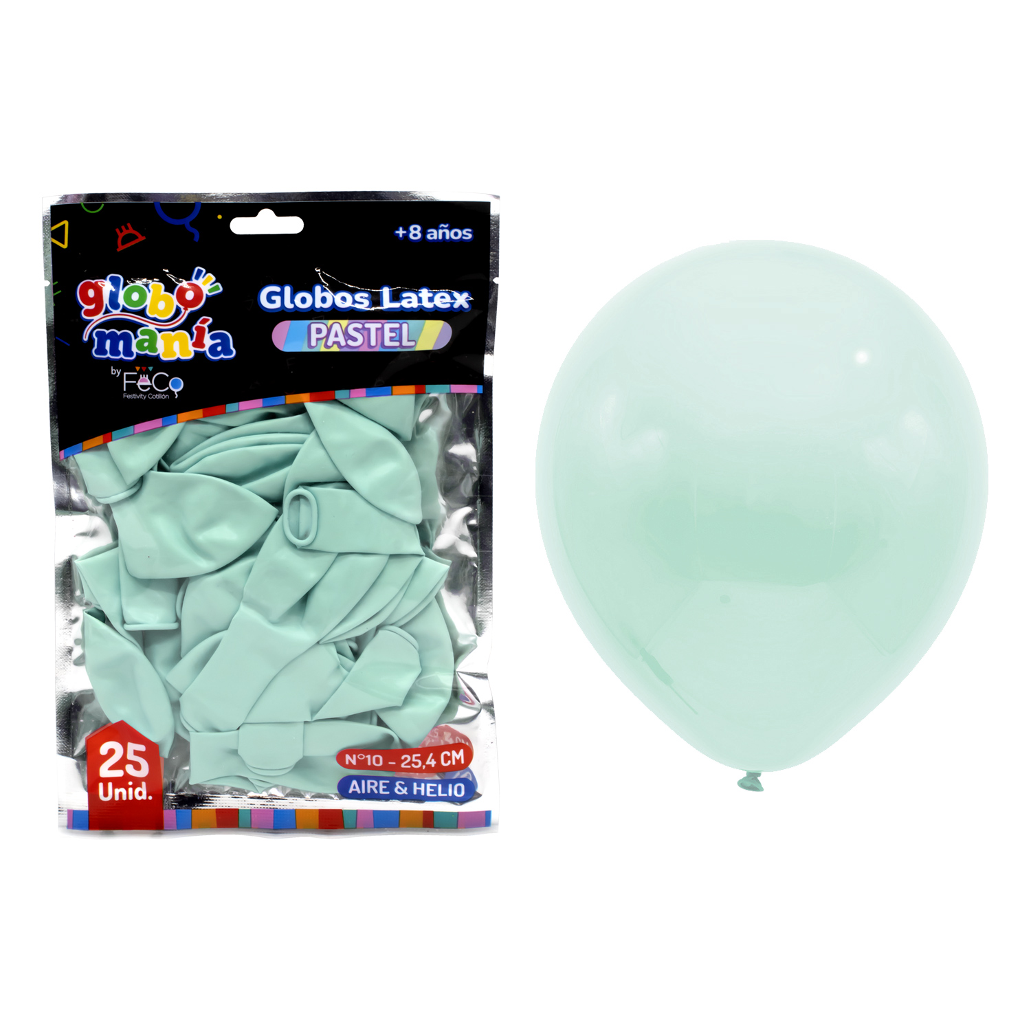 GLOBO 10 PASTEL MENTA X25UNI - 1