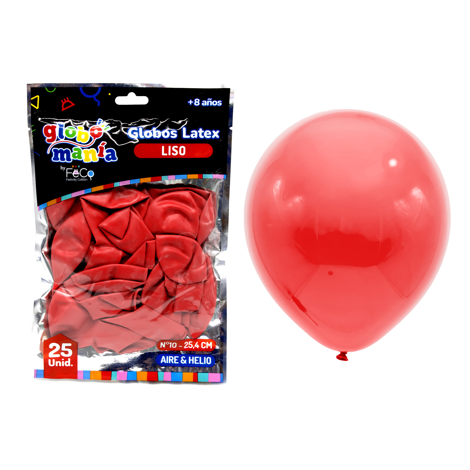 GLOBO 10 ROJO X25UNI - 1