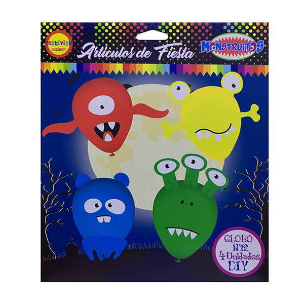 GLOBO 12 ARMABLES MONSTRUOS X4 UNI - 1