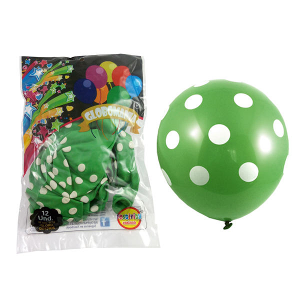 GLOBO 12 IMPRESO A POLKA LIMA X 12 UNI - 1
