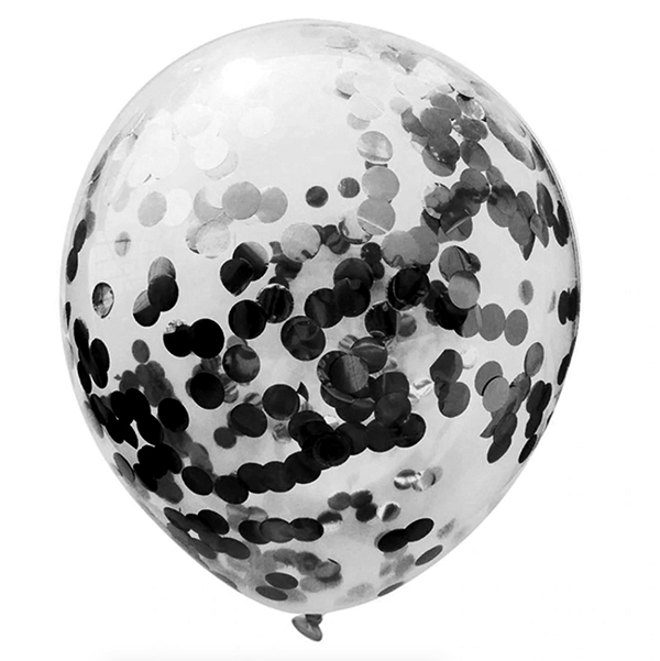 GLOBO 12' CONFETTI NEGRO X12 UNI - 1