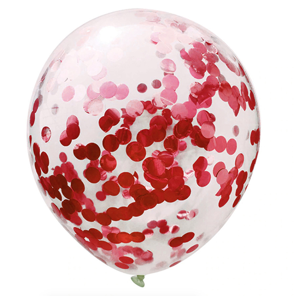 GLOBO 12' CONFETTI ROJO X12 UNI - 1