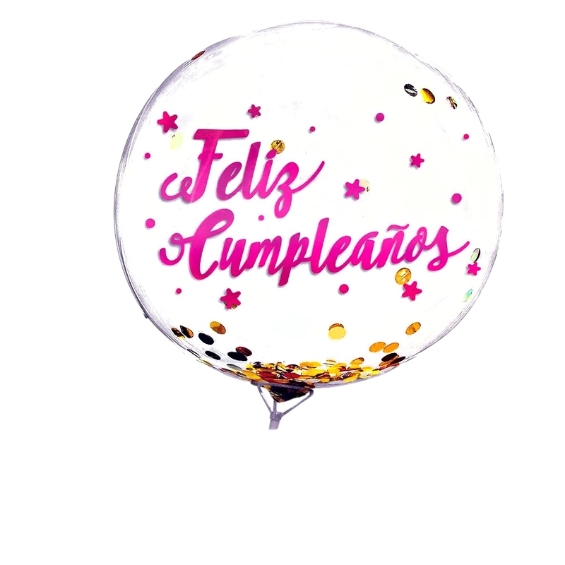 GLOBO BURBUJA CONFETTI F.C FUCSIA X1 UNI - 1