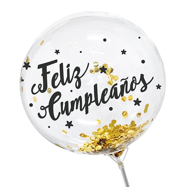 GLOBO BURBUJA CONFETTI F.C. NEGRO/DORADO X1 UNI - 1