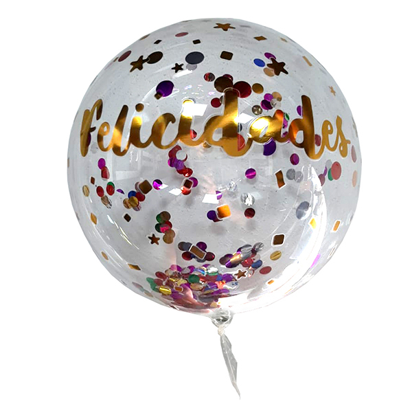 GLOBO BURBUJA CONFETTI FELICIDADES X1 UNI - 1