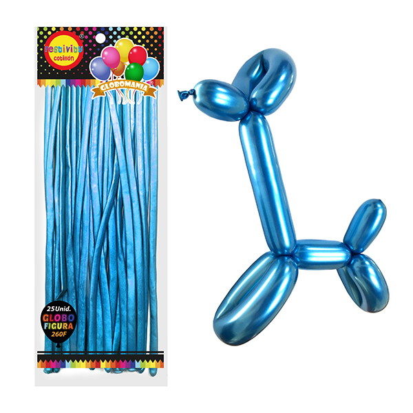 GLOBO FIGURA CHROME AZUL X25 UNI - 1