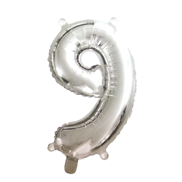 GLOBO METALICO 28 PLATA N? 9 X1 UNI - 1