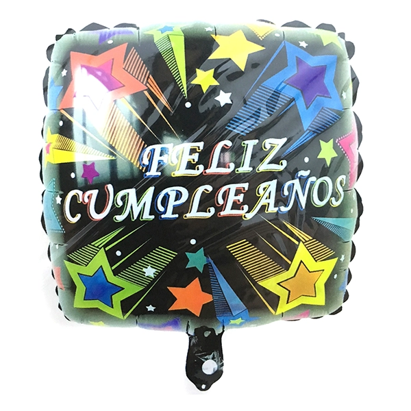GLOBO METALICO CUADRADO F.C. NEGRO 18' X1 UNI - 1