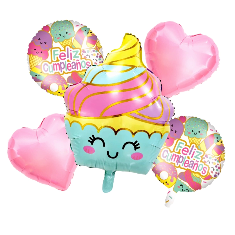 SET 5 GLOBO FELIZ CUMPLE CUPCAKE X1 UNI - 1