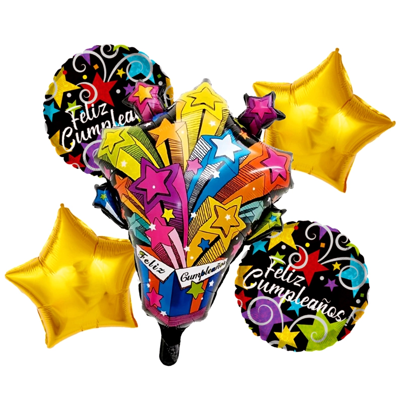 SET 5 GLOBO FELIZ CUMPLE FIREWORKS X1 UNI - 1