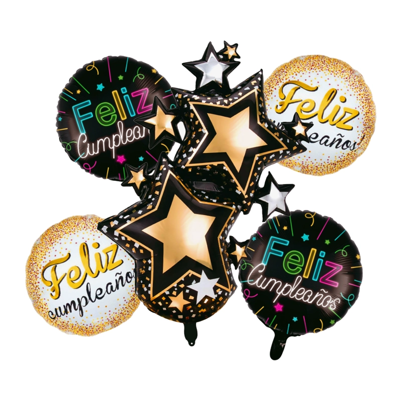 SET 5 GLOBO FELIZ CUMPLE ESTRELLAS X1 UNI - 1