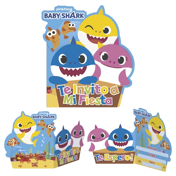 TARJETA DE INVITACION BABY SHARK X6 UNI - 1