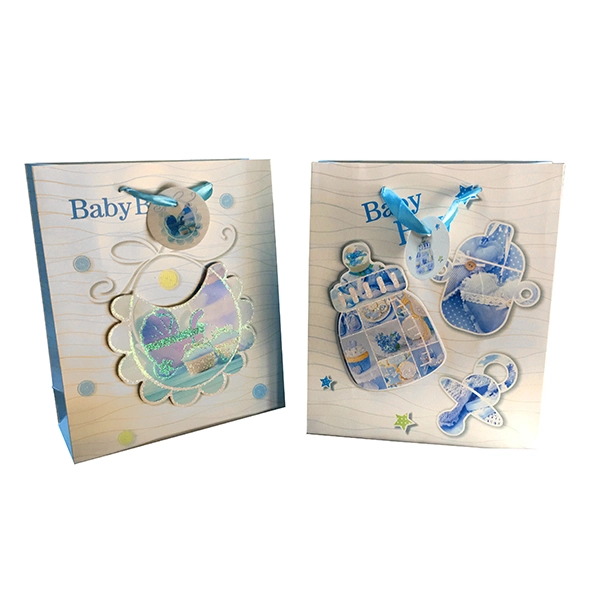 BOLSA DE REGALO BABY BOY GLITTER 3D 26X32 CM X12 UNI - 1