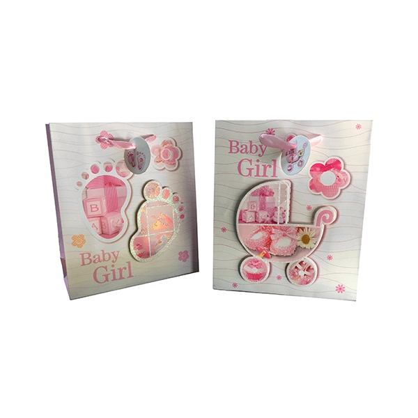 BOLSA DE REGALO BABY GIRL GLITTER 3D 19,5X23,5 CM X12 UNI - 1