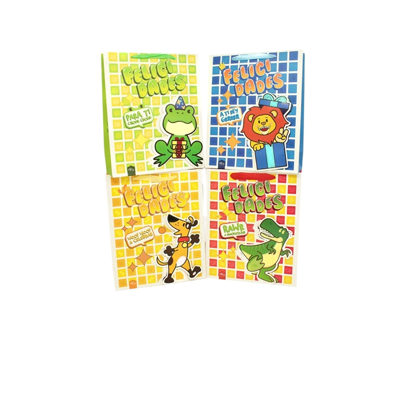 BOLSA DE REGALO FELICIDADES ANIMALES NINO 18X23 X12 UNI - 1