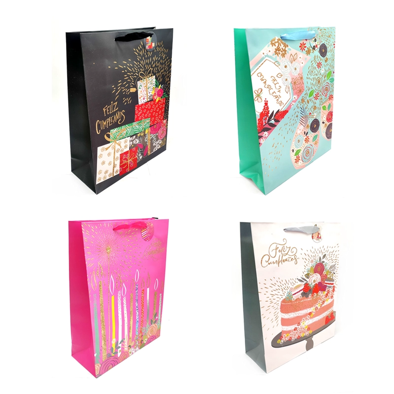 BOLSA DE REGALO FELIZ CUMPLEANOS PASTEL 30X40 X12 UNI - 1