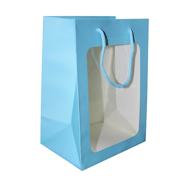 BOLSA DE REGALO VENTANA 30X20X16 CM CELESTE X12 UNI - 1
