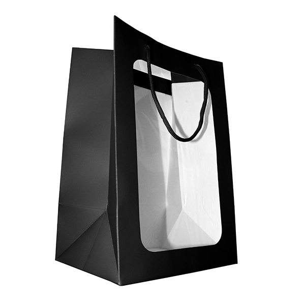 BOLSA DE REGALO VENTANA 35X25X18 CM NEGRO X12 UNI - 1
