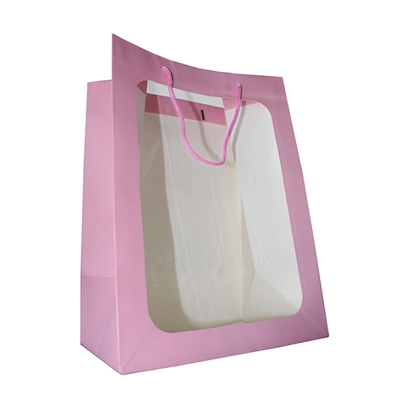 BOLSA DE REGALO VENTANA 35X25X18 CM ROSADO X12 UNI - 1