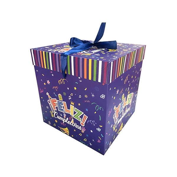CAJA PLEGABLE FELIZ CUMPLE AZUL CHICO 10X10CM X12 UNI - 1