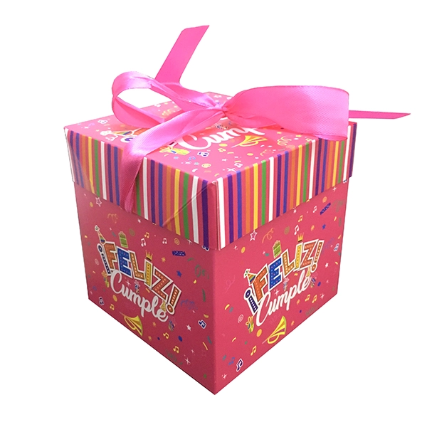 CAJA PLEGABLE FELIZ CUMPLE FUCSIA CHICO 10X10CM X12 UNI - 1