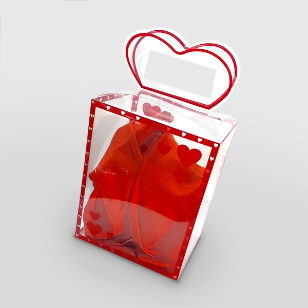 CAJA PLEGABLE PLASTICO 14X11X18 CORAZONES X1 UNI - 1