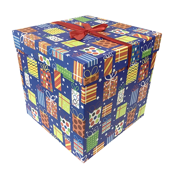 CAJA PLEGABLE REGALO AZUL INTERMEDIO 25X25 CM X12 UNI - 1