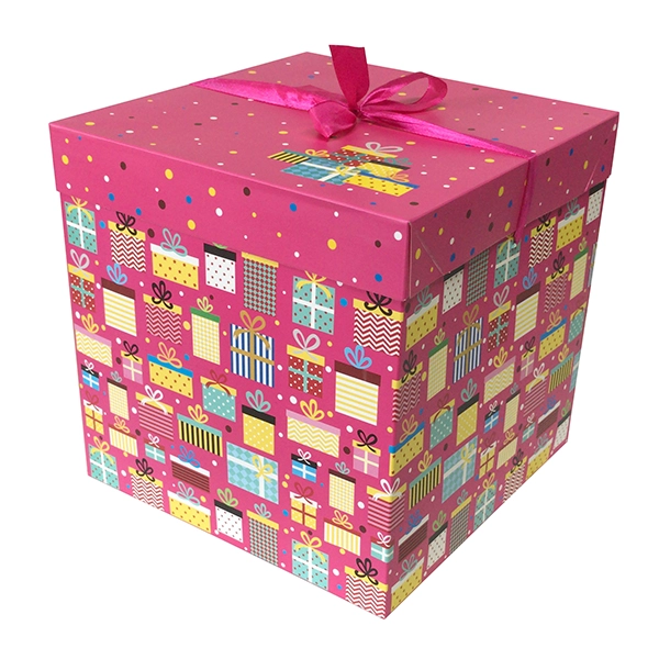 CAJA PLEGABLE REGALO FUCSIA INTERMEDIA 25X25 CM X12 UNI - 1
